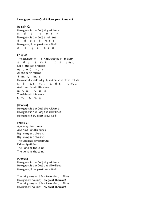 How great is Our God / How great Thou art (Medley)